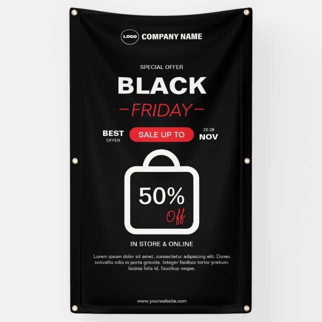 Lona Bandera de Logotipo Personalizado Viernes de Regre (Vertical)