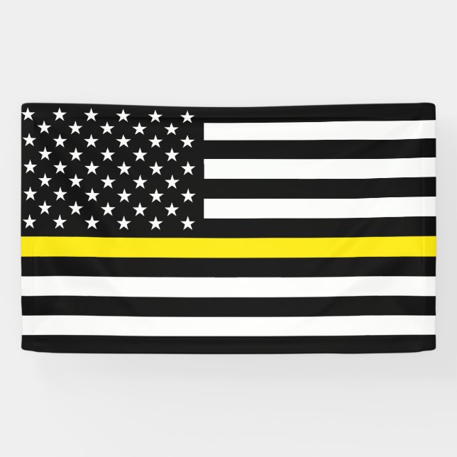 Lona Bandera de los expedidores de línea amarilla delga (Horizontal)