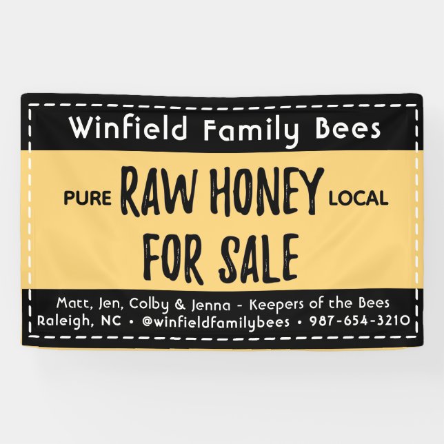 Lona Bandera de mesa de miel de mercado de agricultores (Horizontal)