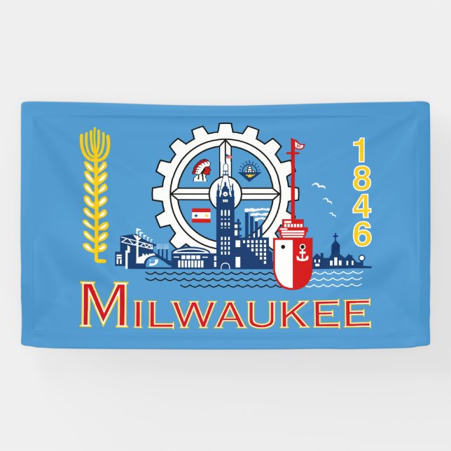 Lona Bandera de Milwaukee (Wisconsin) (Horizontal)