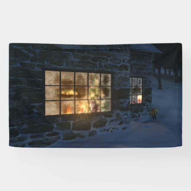 Lona Bandera de Navidad de Cwm (Horizontal)