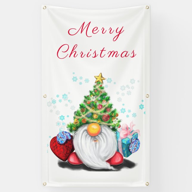 Lona Bandera de Navidad de Gnomo Adorable (Vertical)