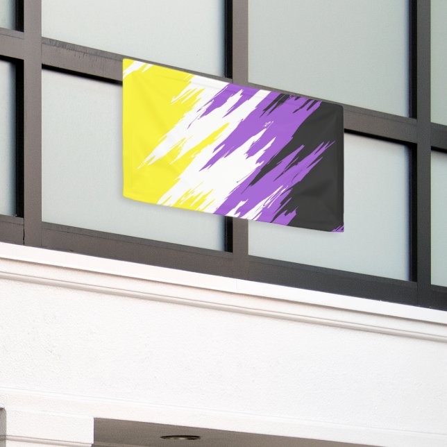 Lona Bandera de orgullo abstracta zigzagueante funky gr (Edificio exterior)