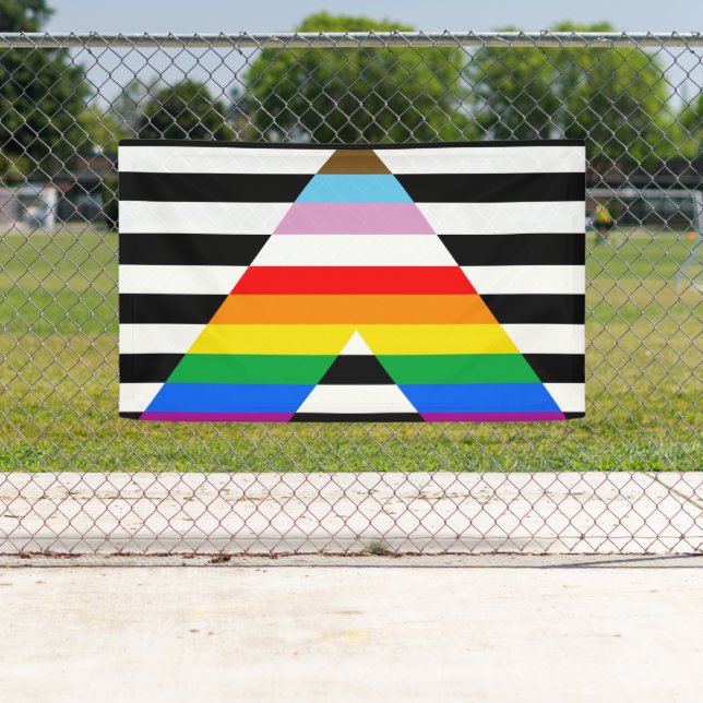 Lona Bandera de orgullo aliada al progreso LGBTQ (In situ)