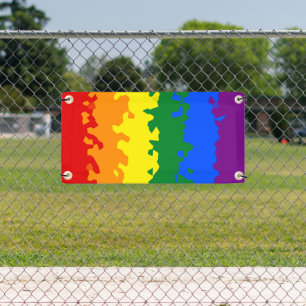 Lona Bandera de orgullo gay arcoíris abstracto boho fun