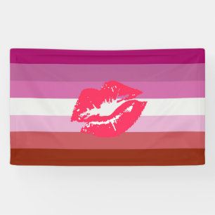 Lona Bandera de Orgullo Lesbiana con Lápiz Labial
