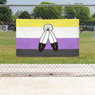 Lona Bandera de orgullo no binario de dos espíritus