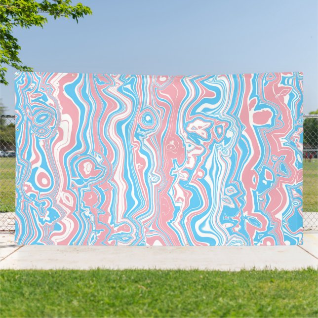 Lona Bandera de Orgullo Trans Trippy Boho Groovy Rayas  (Afuera)