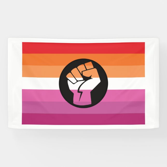 Lona Bandera de protesta lésbica (Horizontal)