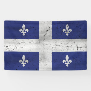 Lona Bandera de Quebec estilo grunge erosionado