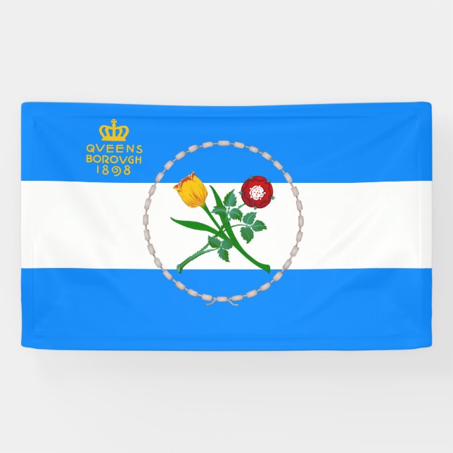 Lona Bandera de Queens (municipio de Nueva York) (Horizontal)