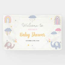 Bandera de Rótulo de Baby Shower de elefantes del 