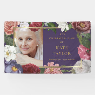 Lona Bandera de servicio conmemorativo floral de funera