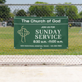 Lona Bandera de servicio de la iglesia Hunter Green con