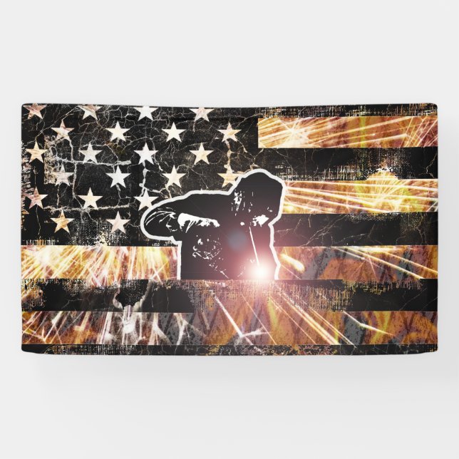 Lona Bandera de soldadura estalla y llama (Horizontal)