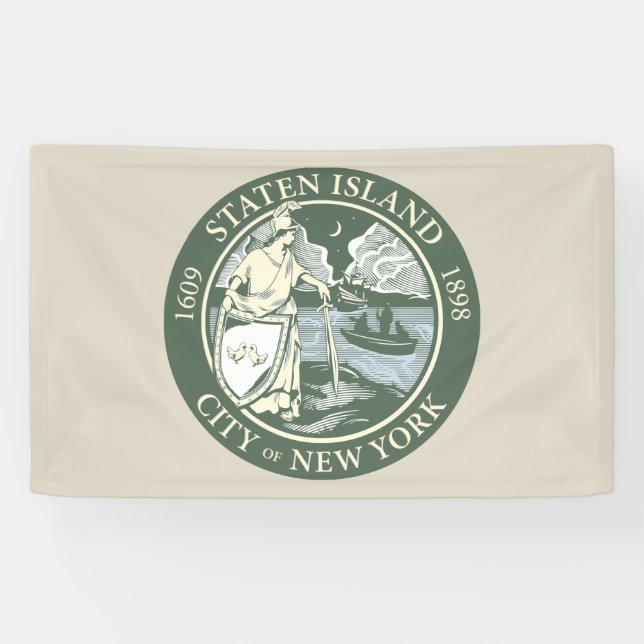 Lona Bandera de Staten Island (municipio de Nueva York) (Horizontal)