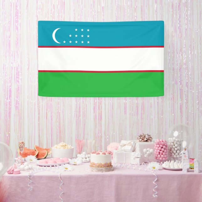 Lona Bandera de Uzbekistán (Fiesta)