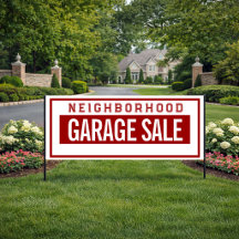 Bandera de venta de garaje del barrio 2.5' X 6'