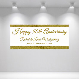Lona Bandera del 50º Aniversario, Dorado y Blanco