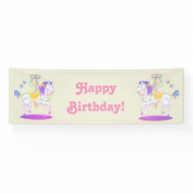 Bandera del cumpleaños del caballo del carrusel