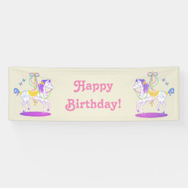 Lona Bandera del cumpleaños del caballo del carrusel