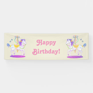 Lona Bandera del cumpleaños del caballo del carrusel