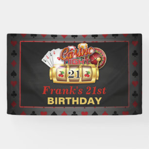 Lona Bandera del cumpleaños del casino - 21ro