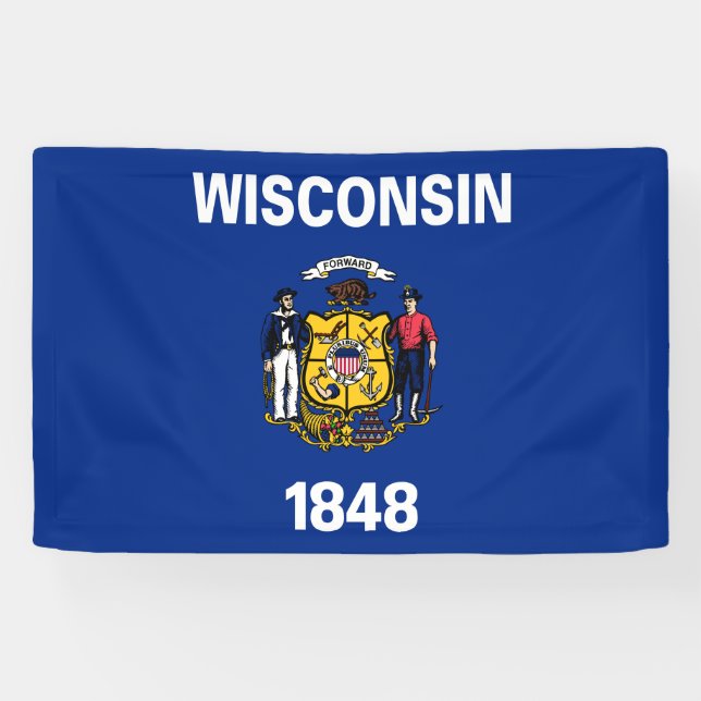 Lona Bandera del estado de Wisconsin (Horizontal)