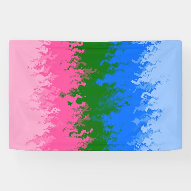 Lona Bandera del Orgullo Abstracto Trippy Omniromántico (Horizontal)