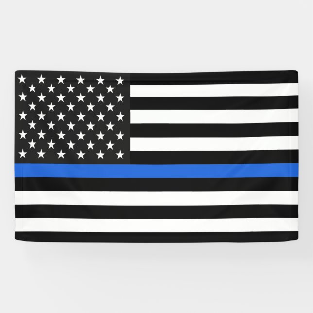 Lona Bandera delgada de la línea azul de Estados Unidos (Horizontal)