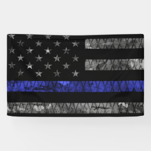 Lona Bandera delgada de la línea azul de la policía