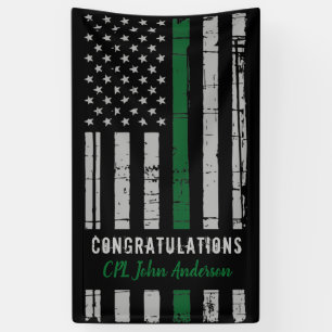 Lona Bandera delgada de la línea verde de retiro del ej