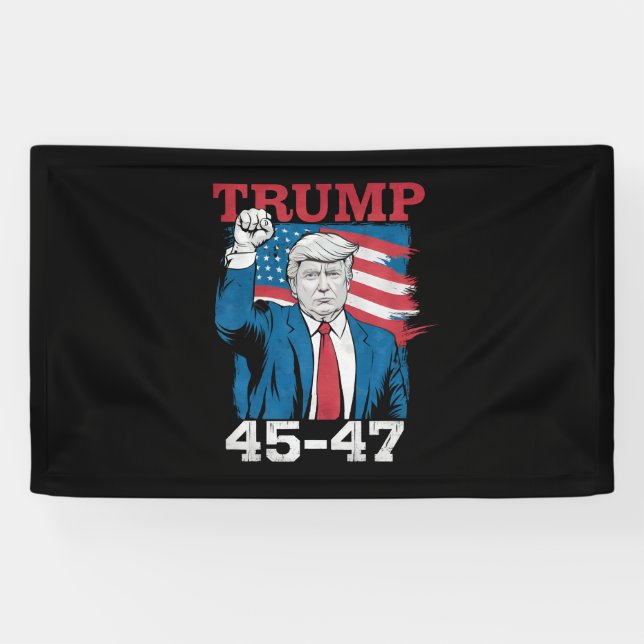 Lona Bandera estadounidense de Trump 45 47 Retro Vintag (Horizontal)