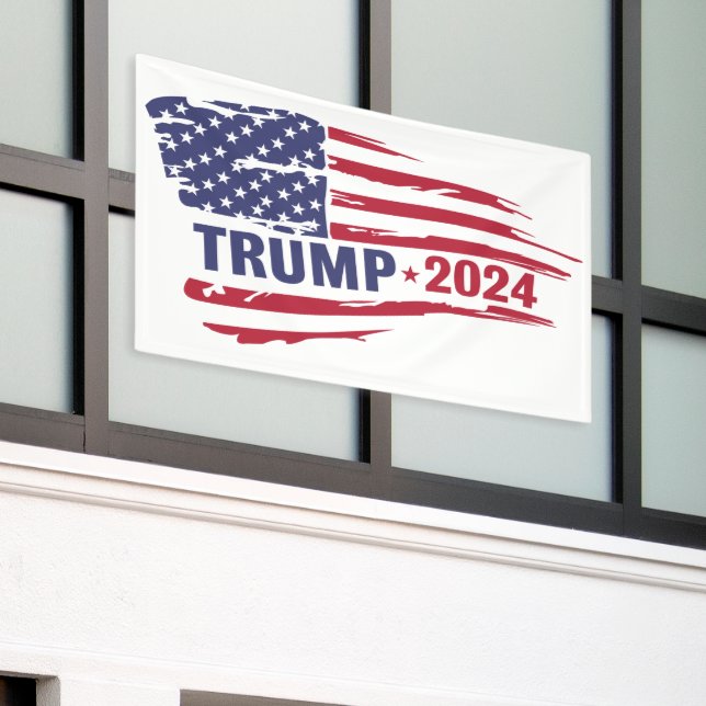 Lona Bandera estadounidense electoral de Trump 2024 (Edificio exterior)