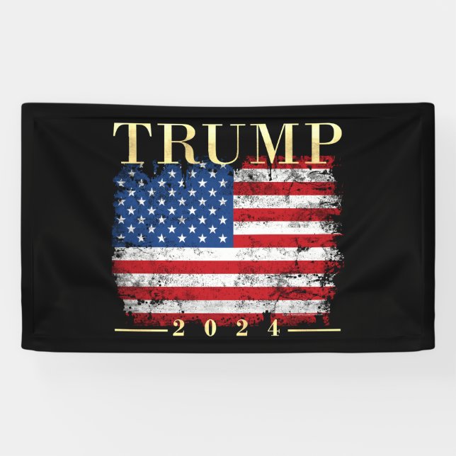 Lona Bandera estadounidense elegante de oro de Trump 20 (Horizontal)