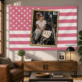 Lona Bandera estadounidense personalizada con tu foto,