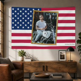 Lona Bandera estadounidense personalizada con tu foto,