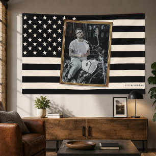 Lona Bandera estadounidense personalizada con tu foto,