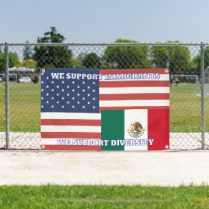 Lona Bandera estadounidense y bandera mexicana - Apoyam