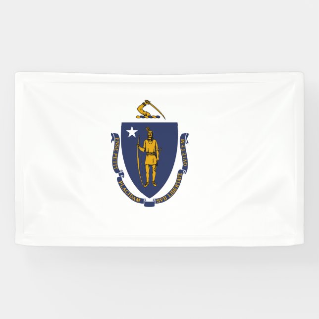 Lona Bandera estatal de Massachusetts (Horizontal)