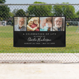 Lona Bandera funeraria moderna personalizada con 4 foto