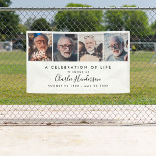 Lona Bandera funeraria moderna personalizada con 4 foto