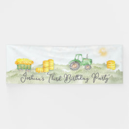 Lona Bandera Grande de Tema de Tractor Verde Personaliz