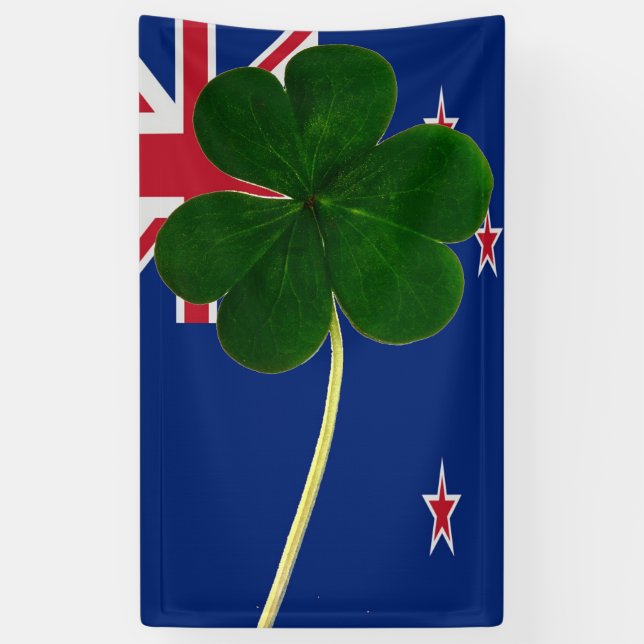 Lona Bandera irlandesa de Nueva Zelanda Shamrock Clover (Vertical)