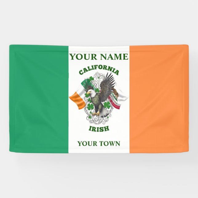 Lona Bandera irlandesa - Irlandés de California (Horizontal)