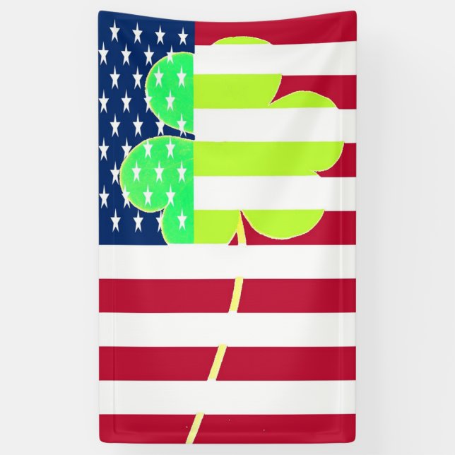 Lona Bandera irlandesa norteamericana Shamrock Clover S (Vertical)