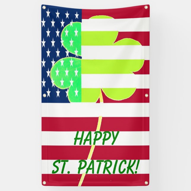 Lona Bandera irlandesa norteamericana Shamrock Clover S (Vertical)