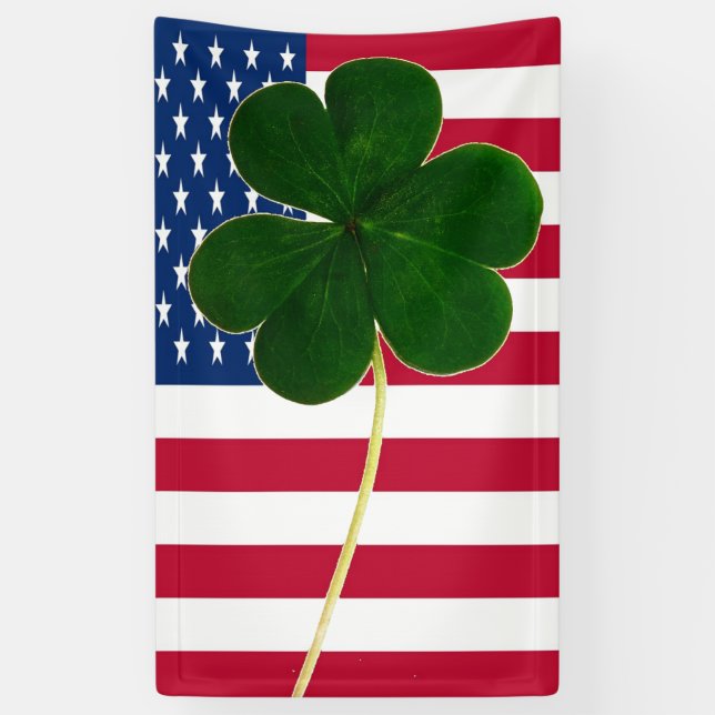 Lona Bandera irlandesa norteamericana Shamrock Clover S (Vertical)