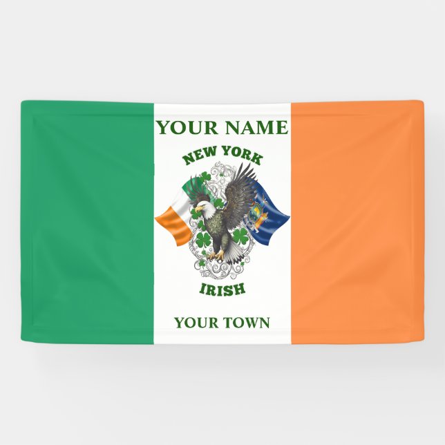 Lona Bandera irlandesa - Nueva York (Horizontal)