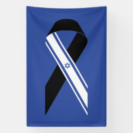 Lona Bandera israelí azul conmemorativo de la cinta neg